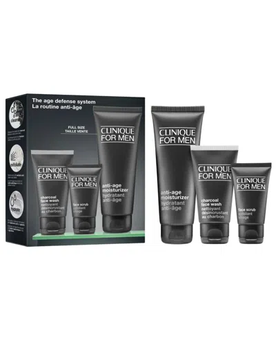 Clinique 3-pc. Men's The Age Defense System Anti-aging Skincare Set In Black