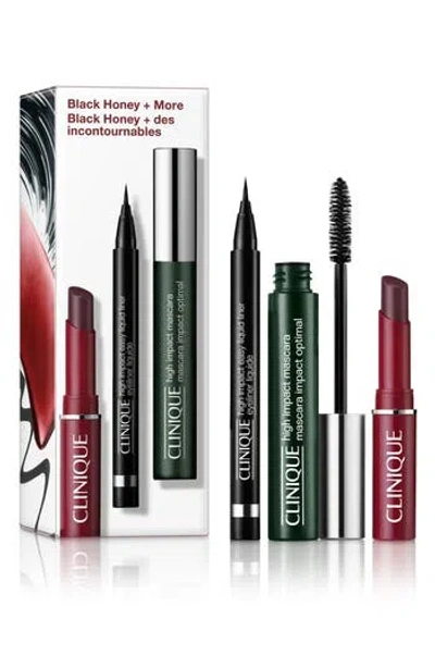 Clinique Black Honey + More Lipstick, Mascara + Eyeliner Makeup Gift Set $56 Value In No Color