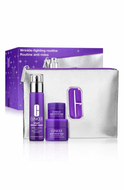Clinique Wrinkle Fighting Routine Anti-aging Skincare Gift Set $129 Value In Transparent