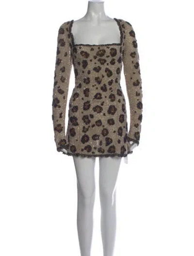 Pre-owned Clio Peppiatt Animal Print Mini Dress W/ Tags In Neutral