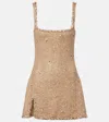 Clio Peppiatt Athena Embellished Minidress In Brown
