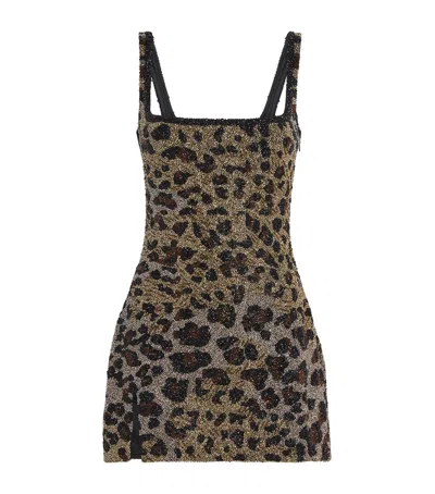Clio Peppiatt Beaded Eartha Mini Dress In Brown