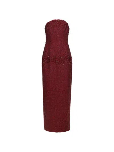 Clio Peppiatt Beaded-embellishment Maxi Dress In Brown