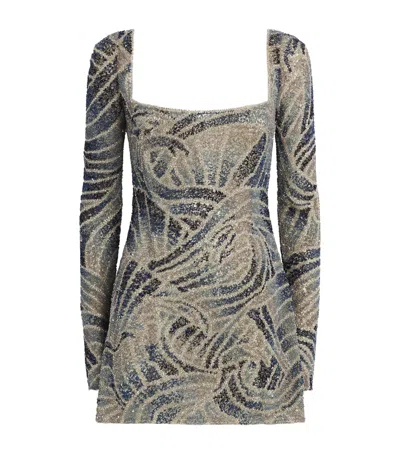 Clio Peppiatt Beaded Mare Mini Dress In Blue