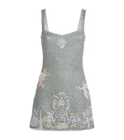 Clio Peppiatt Beaded Palazzo Mini Dress In Gray