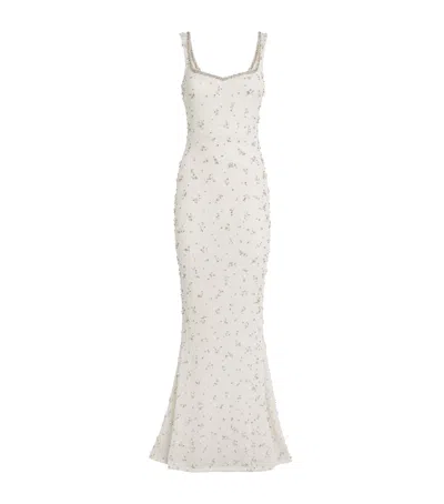 Clio Peppiatt Embellished Stretch-tulle Gown In Ivory
