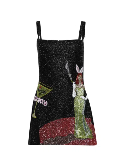 Clio Peppiatt Bunny Mini Dress In Black