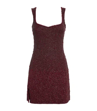 Clio Peppiatt Crystal Mini Dress In Burgundy