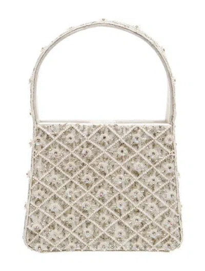 Pre-owned Clio Peppiatt Crystal Top Handle Bag In Neutral
