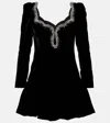 Clio Peppiatt Edie Crystal-embellished Velvet Minidress In Black