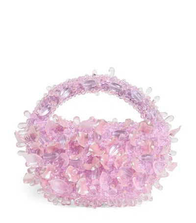 Clio Peppiatt Embellished Petal Top-handle Bag In Pink