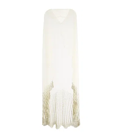 Clio Peppiatt Embellished Tulle Moonray Cape In Gold
