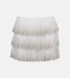 Clio Peppiatt Evie Beaded Tiered Tulle Miniskirt In White