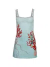 Clio Peppiatt Capri Crystal-embellished Beaded Tulle Mini Dress In Blue
