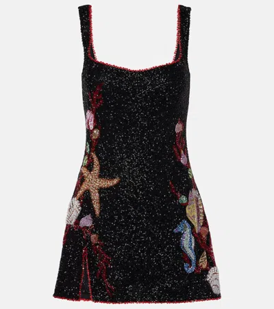 Clio Peppiatt Marina Embellished Minidress In Black