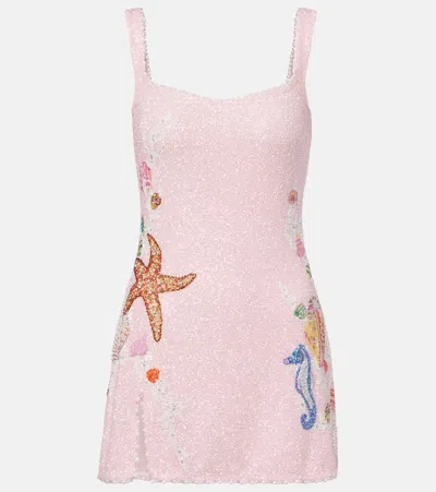 Clio Peppiatt Marina Embellished Minidress In Pink