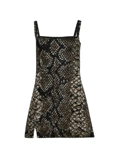 Clio Peppiatt Medusa Pattern Mini Dress In Black