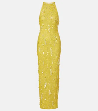 Clio Peppiatt Mimosa Sequined Gown In Yellow