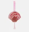 Clio Peppiatt Seashell Beaded Satin Clutch In Pink