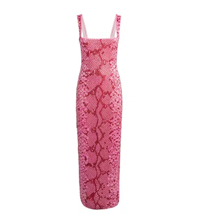 Clio Peppiatt Snake Medusa Midi Dress In Red