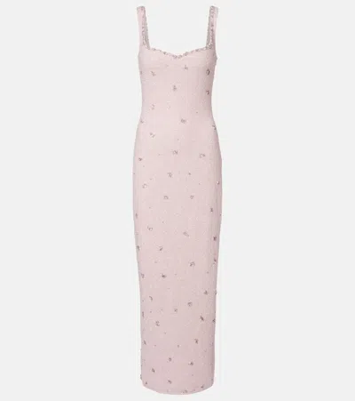 Clio Peppiatt Sophia Embellished Stretch-mesh Gown In Pink