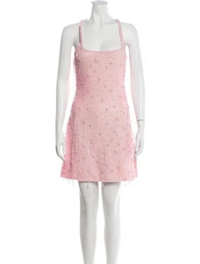 Pre-owned Clio Peppiatt Square Neckline Mini Dress In Pink