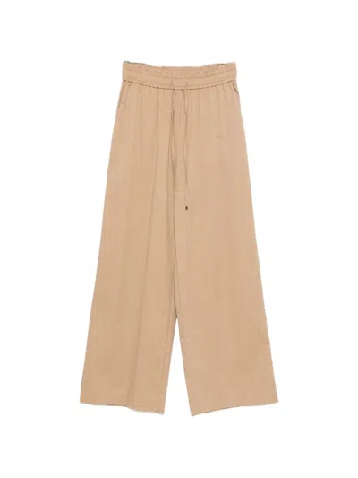 Clips Beige Drawstring Waist Pants In White