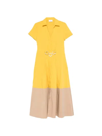 Clips Belted Colour-block Midi Dress In Multi