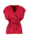 Clips Belted Wrap Jacket In Red