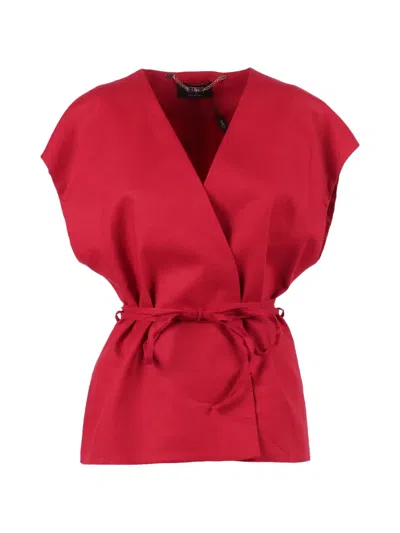 Clips Belted Wrap Jacket In Red