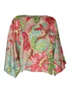 Clips Floral-print Batwing Top In Multi