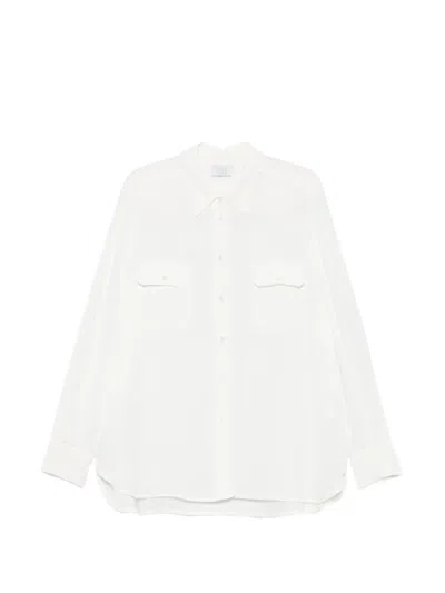 Clips Button-up Flap-pocket Shirt In White