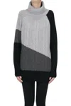 Clips Color Block Turtleneck Pullover In Gray