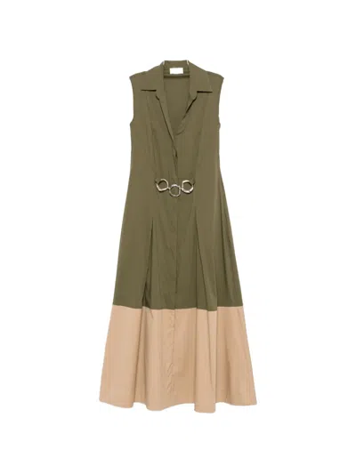 Clips Colour-block Midi Dress In Green