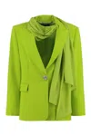 Clips Lapel-collar Scarf-detail Blazer In Green