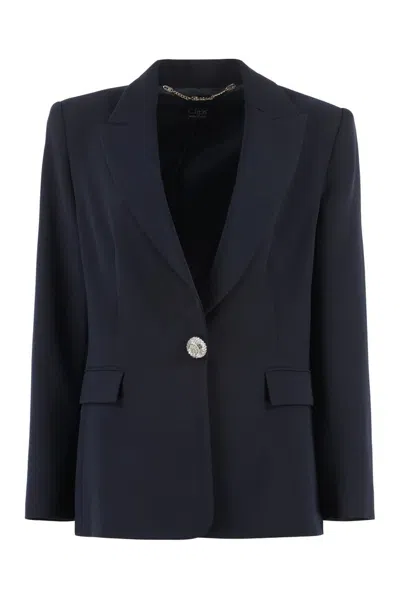 Clips Crepe Blazer Jacket In Blue