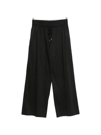 Clips Drawstring Waist Pants In Black