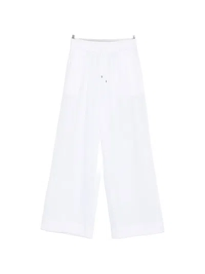 Clips Drawstring-detail Wide-leg Linen Trousers In White