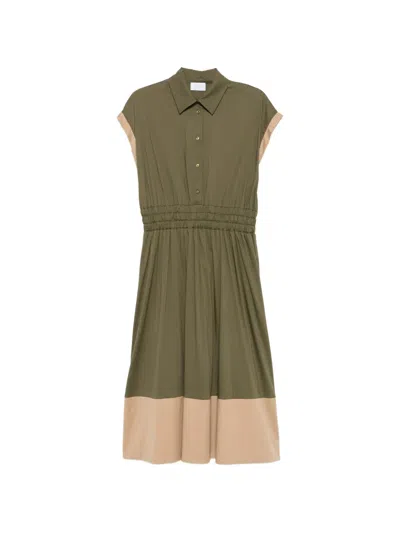 Clips Elasticated-waist Midi Dress In Green