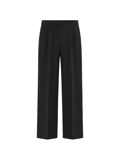 Clips Elasticated-waist Wide-leg Trousers In Black