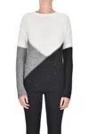 Clips Embellished Color-block Pullover In Multi