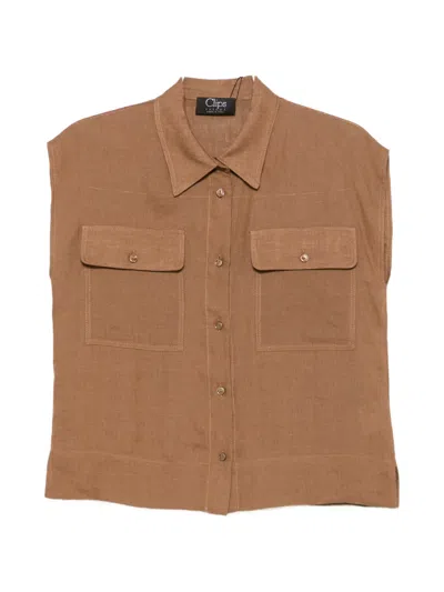 Clips Flap-pockets Shirt In Brown