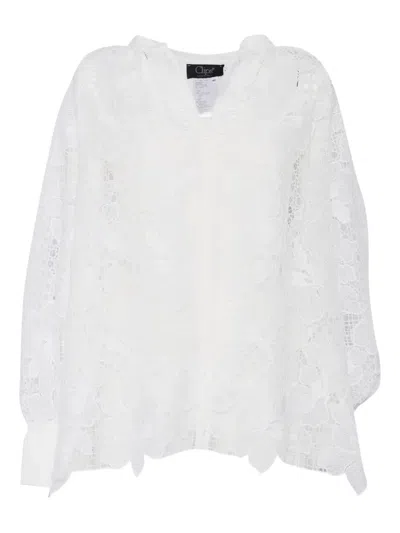 Clips Floral Lace Blouse In White