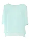 Clips Flowing White Chiffon Top In Blue