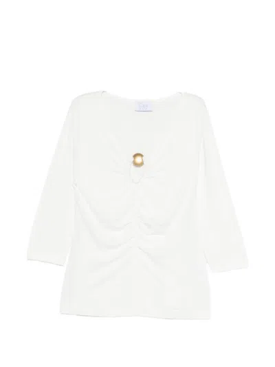 Clips Gathered Detail Top In White