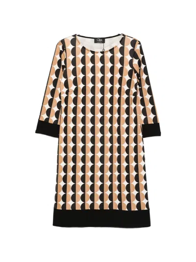 Clips Geometric-print Midi Dress In Brown