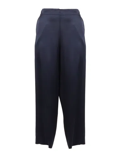 Clips High Waisted Silky Straight-leg Pants In Blue