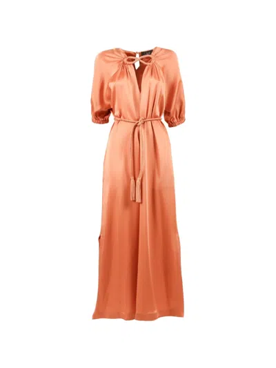 Clips Infinito Belted Maxi Dress In Orange