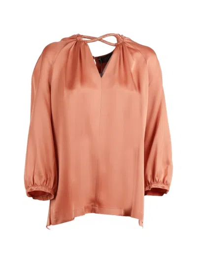 Clips Infinito Twisted-neck Blouse In Pink