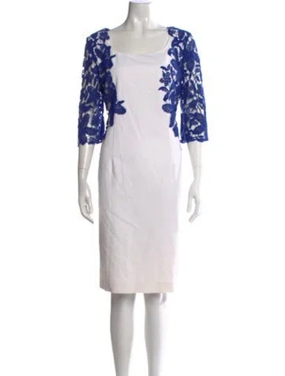 Pre-owned Clips Lace Pattern Knee-length Dress In White